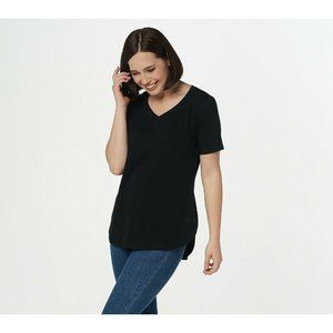 Isaac Mizrahi Live! Essentials V-Neck Curved Hem